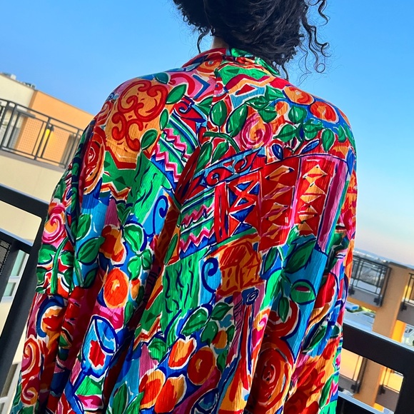 Oversized Vintage Abstract Floral Beaded Kimono Cardigan - Picture 4 of 12